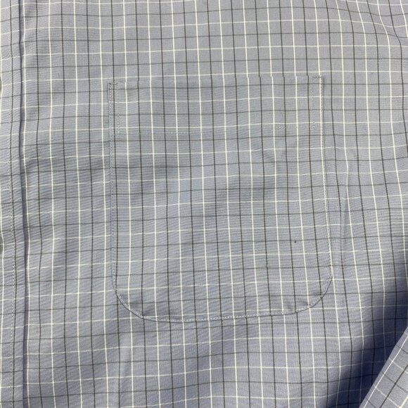 Eddie Bauer Shirt Men Extra Large Tall XLT Blue Checkered Wrinkle Resistant Polo - Picture 3 of 9